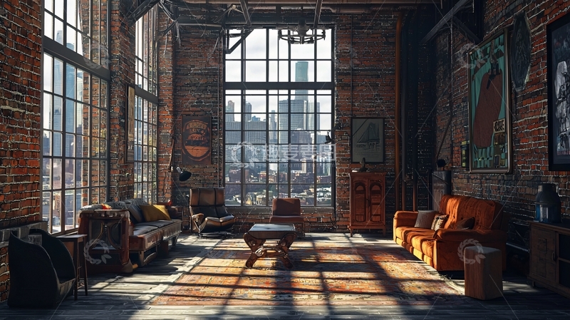 高清大图下载【趣麦麦图】工业风的客厅设计