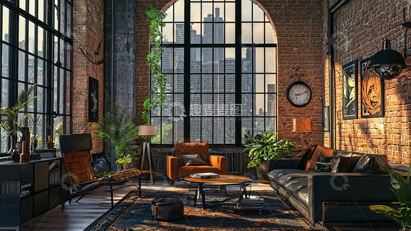 高清大图下载【趣麦麦图】工业风的客厅设计