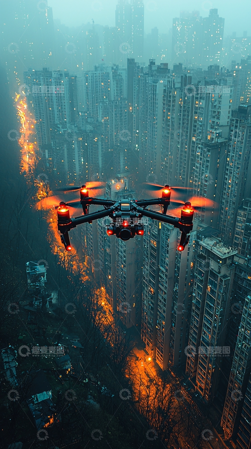 高清大图下载【趣麦麦图】未来城市规划无人机
