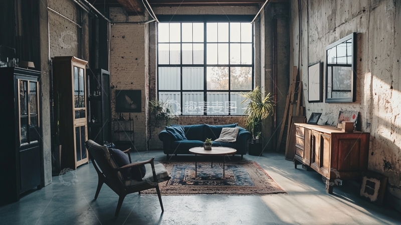 高清大图下载【趣麦麦图】复古工业客厅