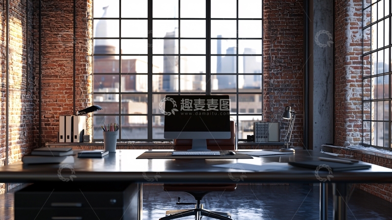 高清大图下载【趣麦麦图】工业风的书房设计