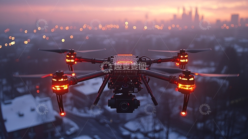 高清大图下载【趣麦麦图】未来智能环境治理无人机