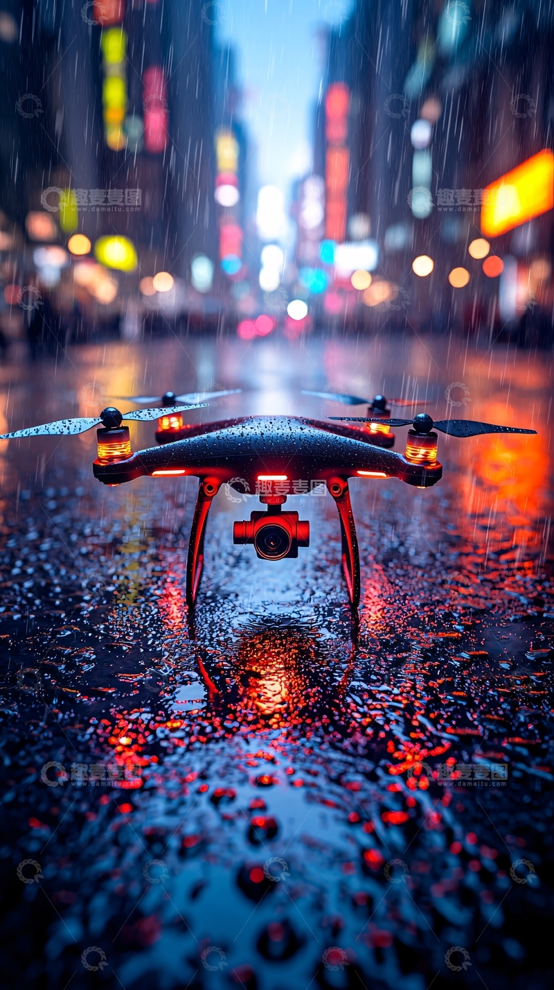 高清大图下载【趣麦麦图】未来智能环境治理无人机