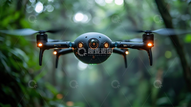 高清大图下载【趣麦麦图】生态监测无人机机器人
