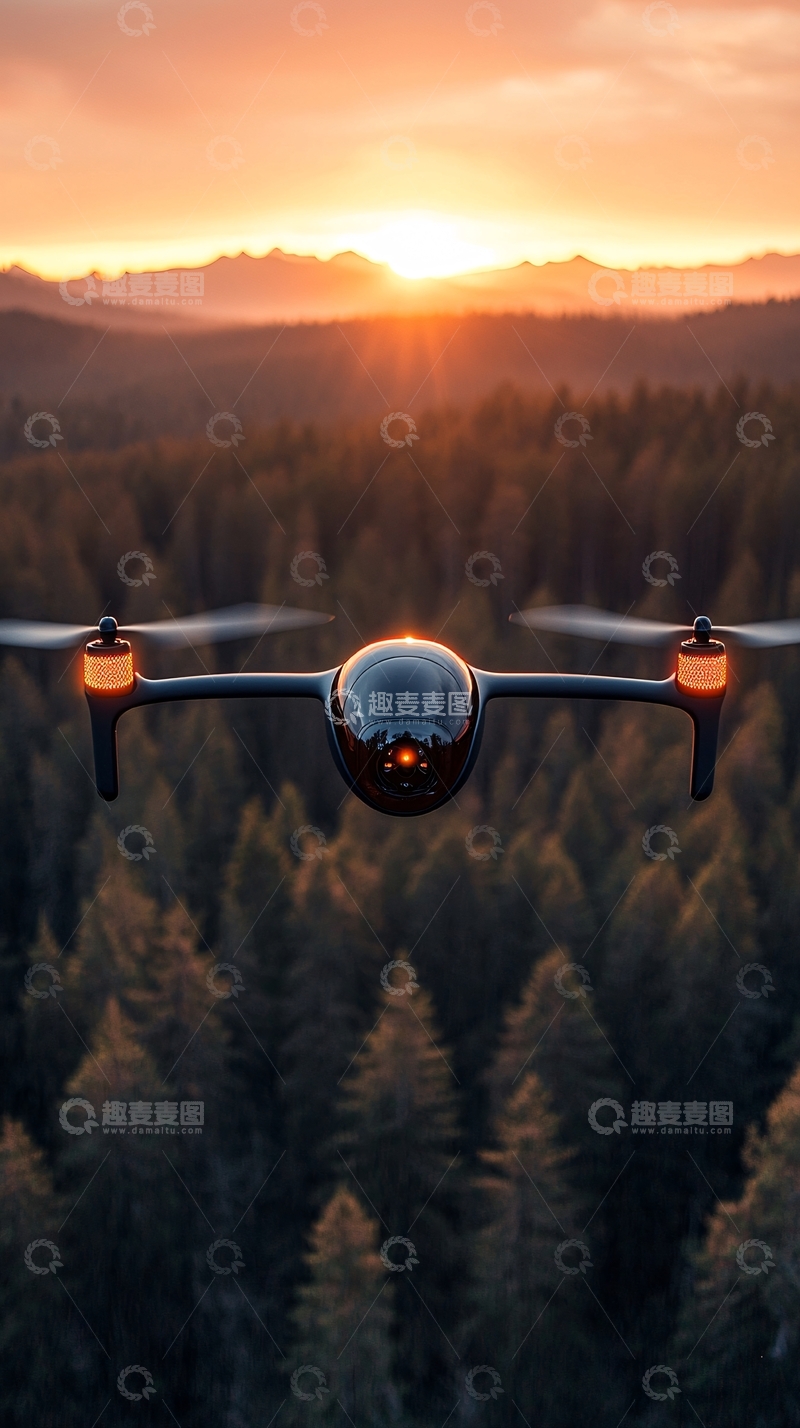 高清大图下载【趣麦麦图】生态监测无人机机器人