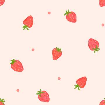 水彩草莓四方连续印花图案