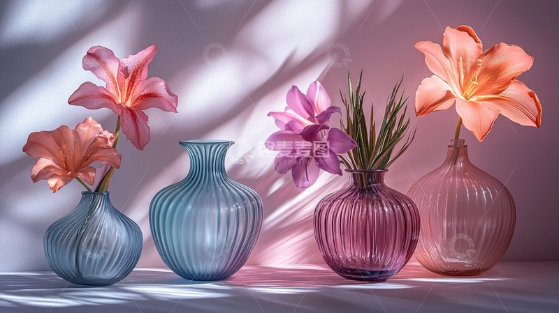 高清大图下载【趣麦麦图】玻璃艺术风格插花