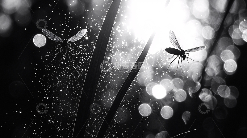 高清大图下载【趣麦麦图】阳光下草地中的露水与小昆虫