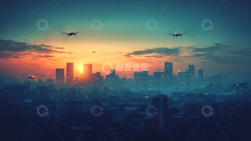 高清大图下载【趣麦麦图】未来风格城市剪影