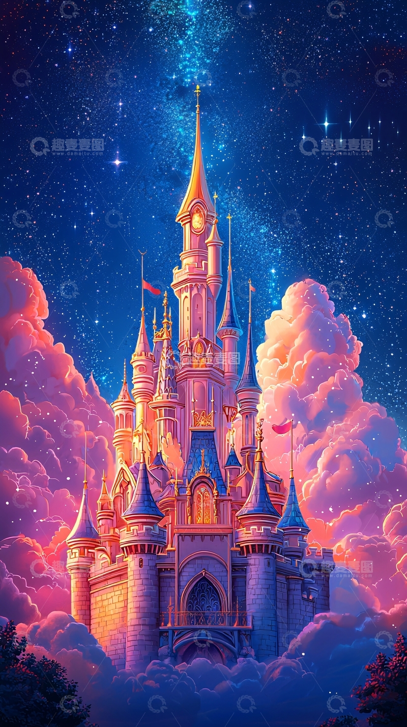 高清大图下载【趣麦麦图】卡通风格的梦幻城堡
