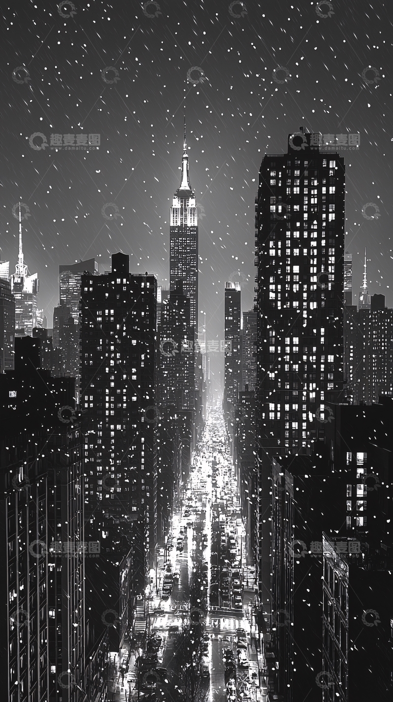 高清大图下载【趣麦麦图】极简风格的城市天际线