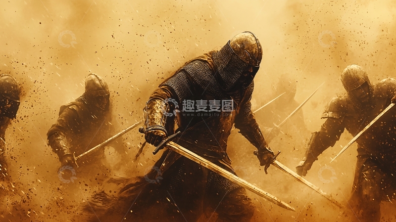 高清大图下载【趣麦麦图】插画风格的古代战争场景