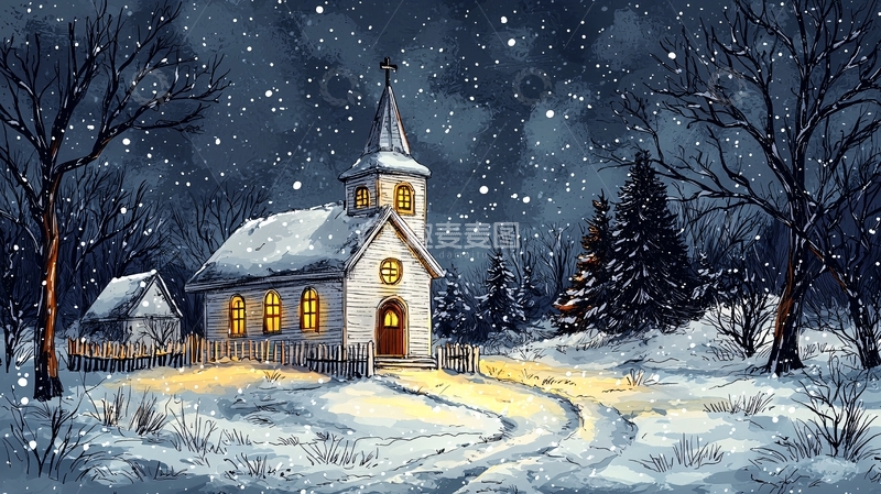高清大图下载【趣麦麦图】圣诞夜晚高清图片