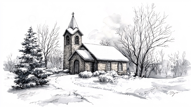 高清大图下载【趣麦麦图】彩铅描画冬季场景