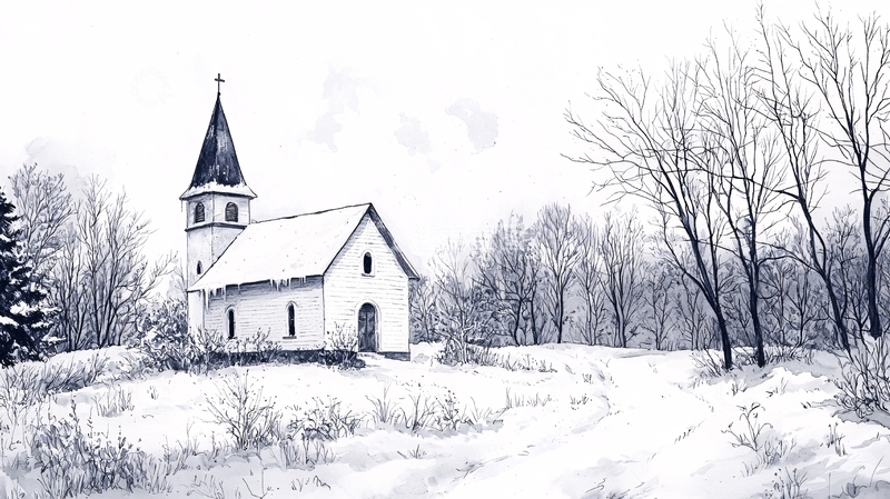 高清大图下载【趣麦麦图】冬日雪景教堂
