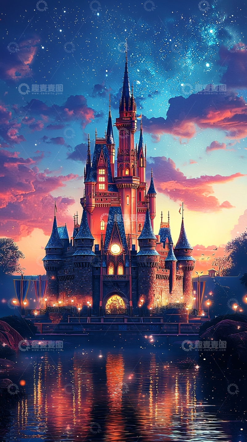 高清大图下载【趣麦麦图】迪士尼风格的魔法城堡