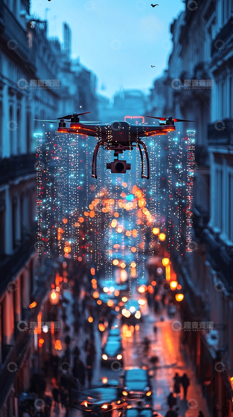 高清大图下载【趣麦麦图】城市无人机快递