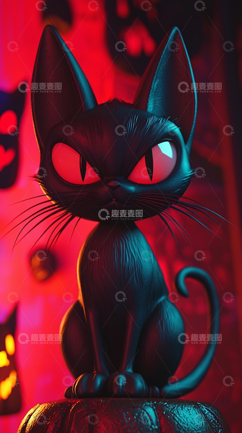 高清大图下载【趣麦麦图】黑色猫咪万圣节主题背景