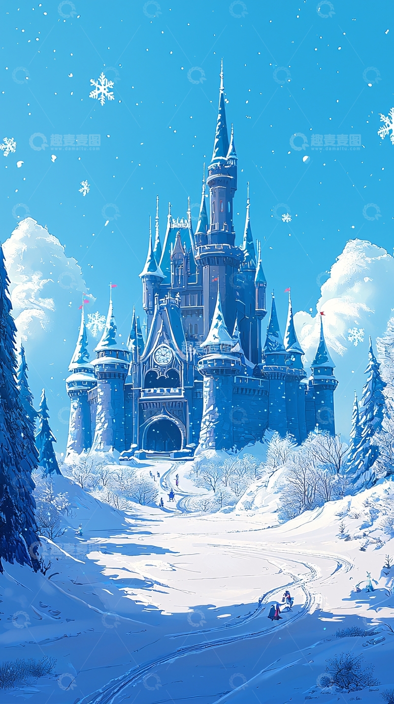 高清大图下载【趣麦麦图】卡通风格的冰雪王国