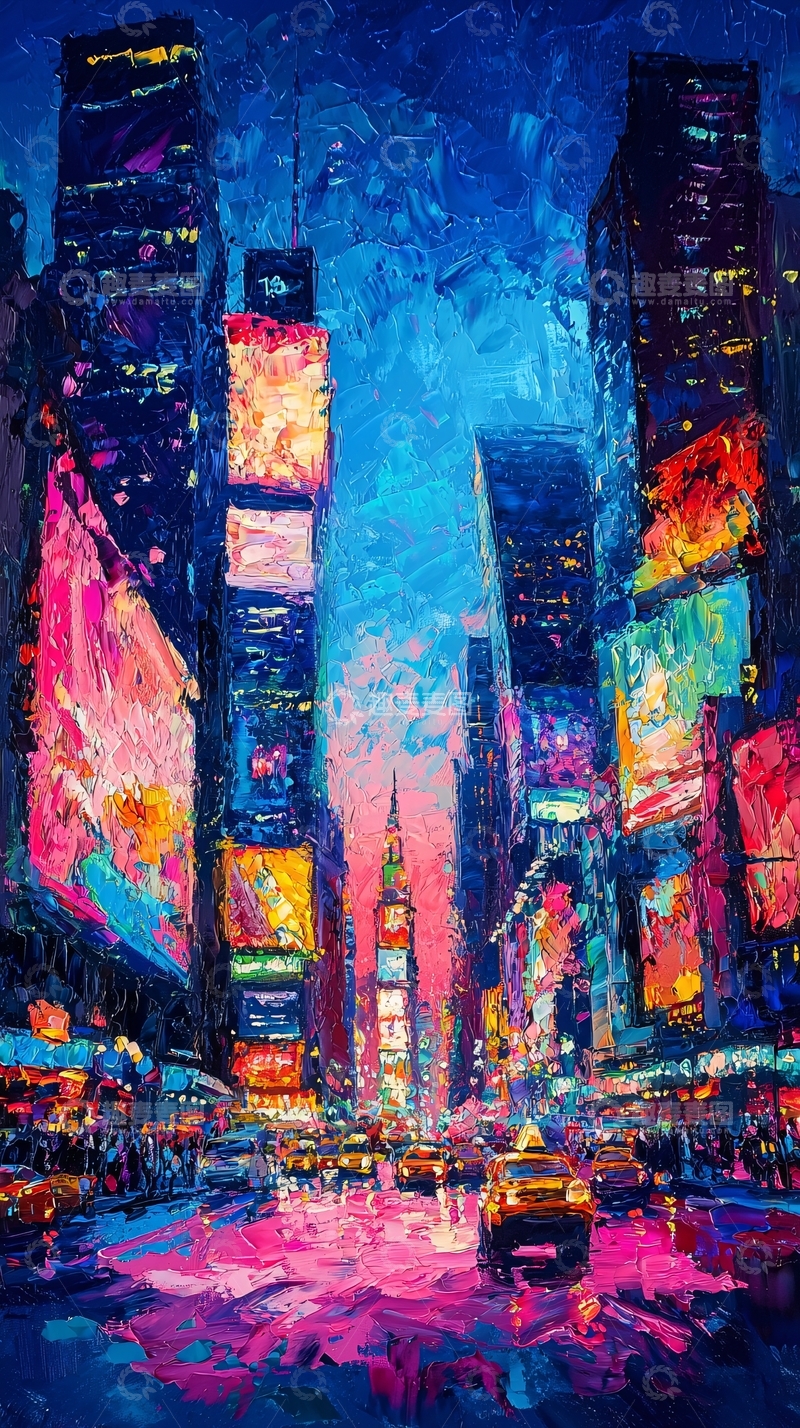 高清大图下载【趣麦麦图】油画风格的都市风光