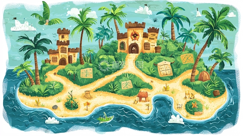 高清大图下载【趣麦麦图】卡通风格的月亮探险