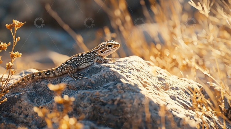高清大图下载【趣麦麦图】沙漠蜥蜴岩石背景自然风光