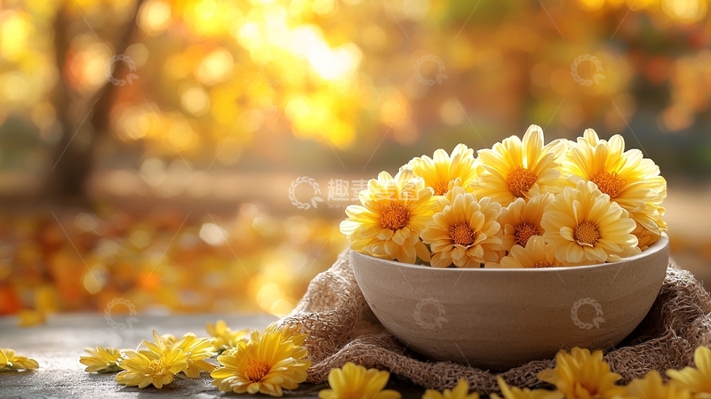 高清大图下载【趣麦麦图】秋日暖阳与野菊花