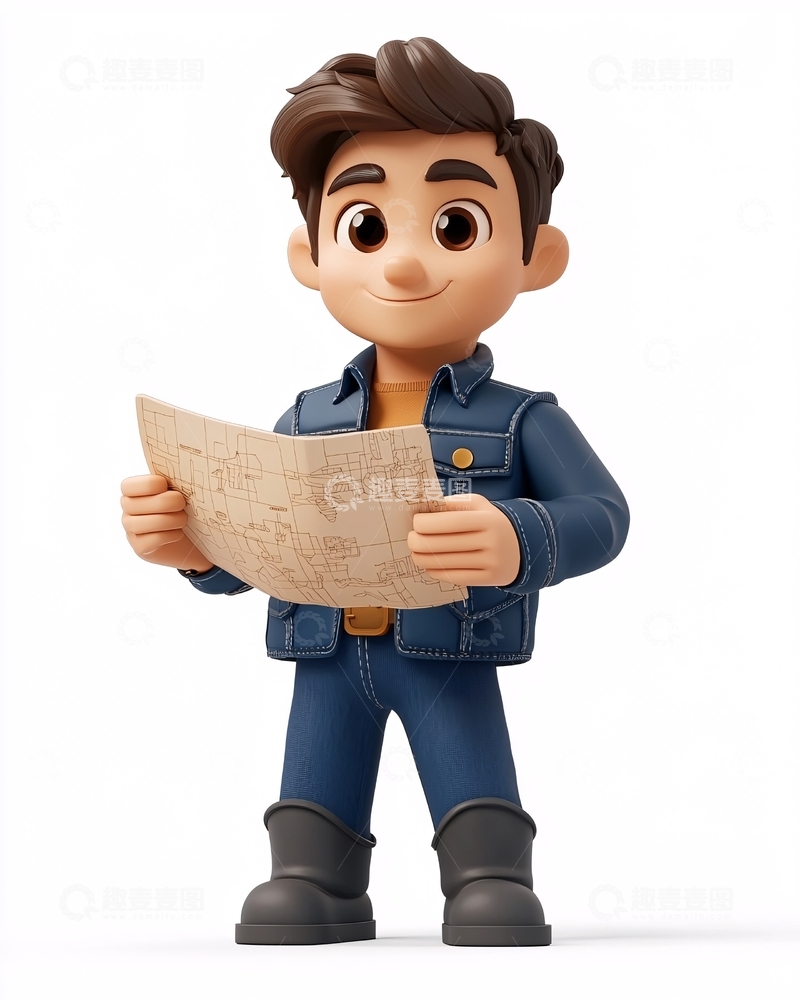 高清大图下载【趣麦麦图】穿着蓝色牛仔外套的年轻男性船员