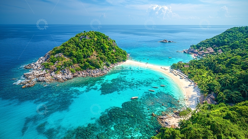 高清大图下载【趣麦麦图】蓝天映衬的热带岛屿