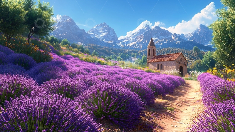 高清大图下载【趣麦麦图】薰衣草花田风景