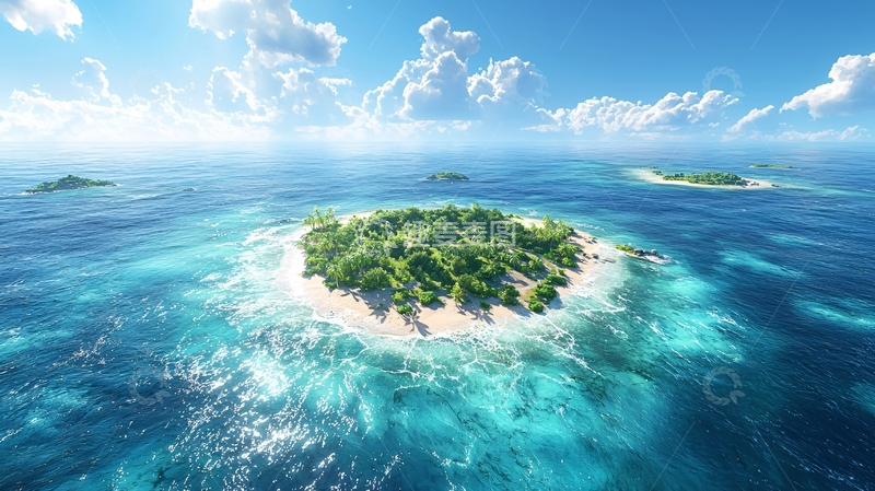 高清大图下载【趣麦麦图】盛夏的热带岛屿全景