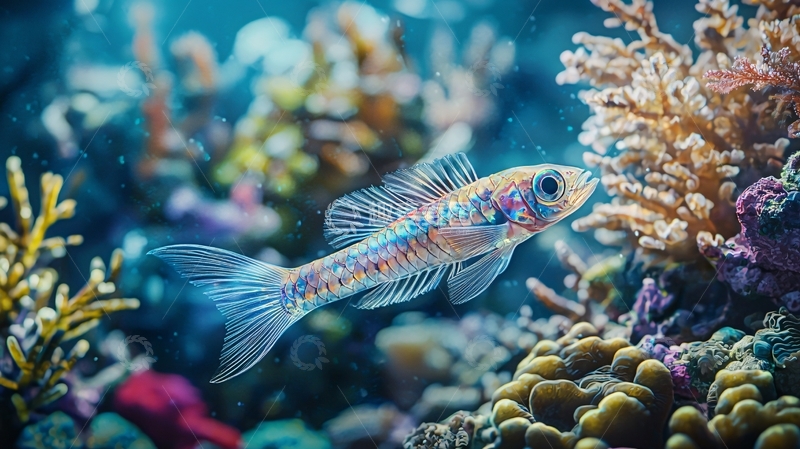 高清大图下载【趣麦麦图】海底珊瑚礁中的彩色鱼