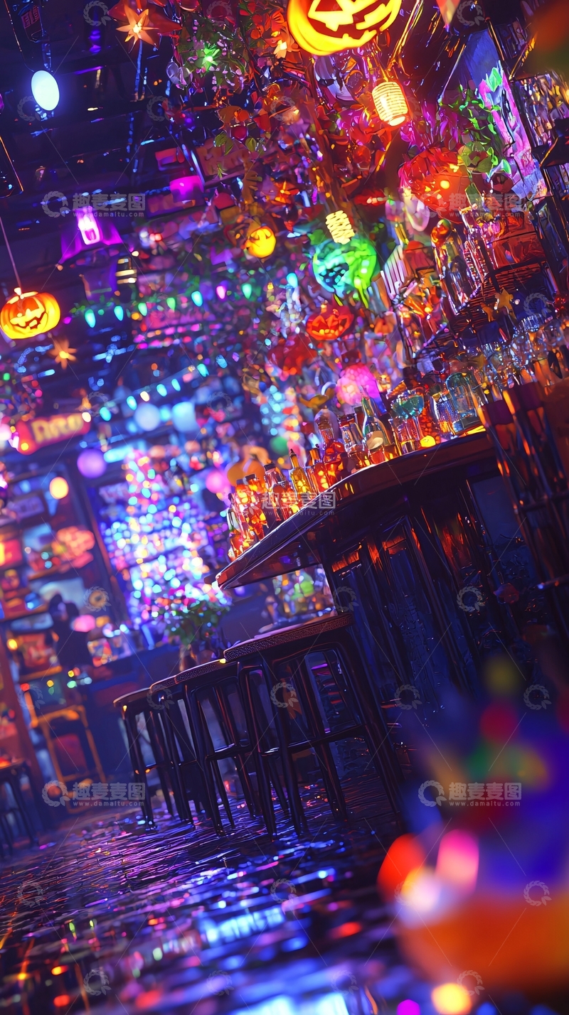 高清大图下载【趣麦麦图】万圣节主题酒吧夜景