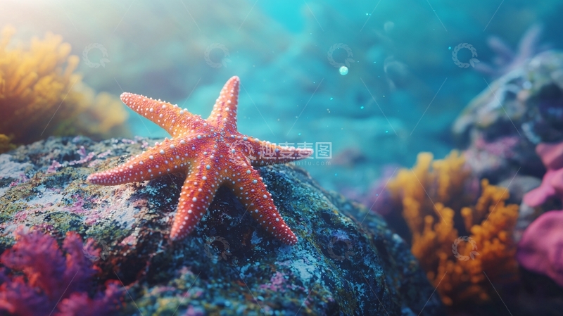 海底珊瑚礁上的海星
