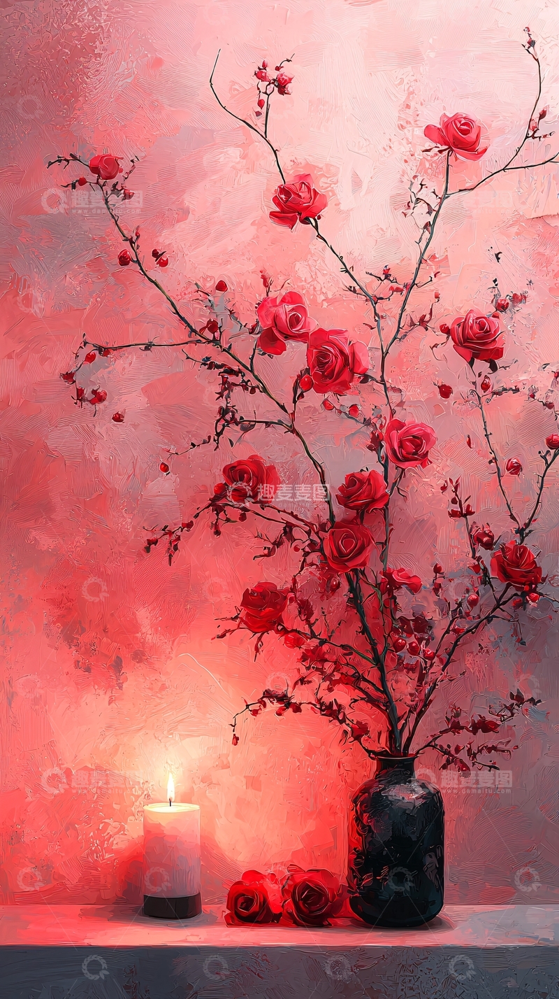 高清大图下载【趣麦麦图】烛光与花朵高清图片