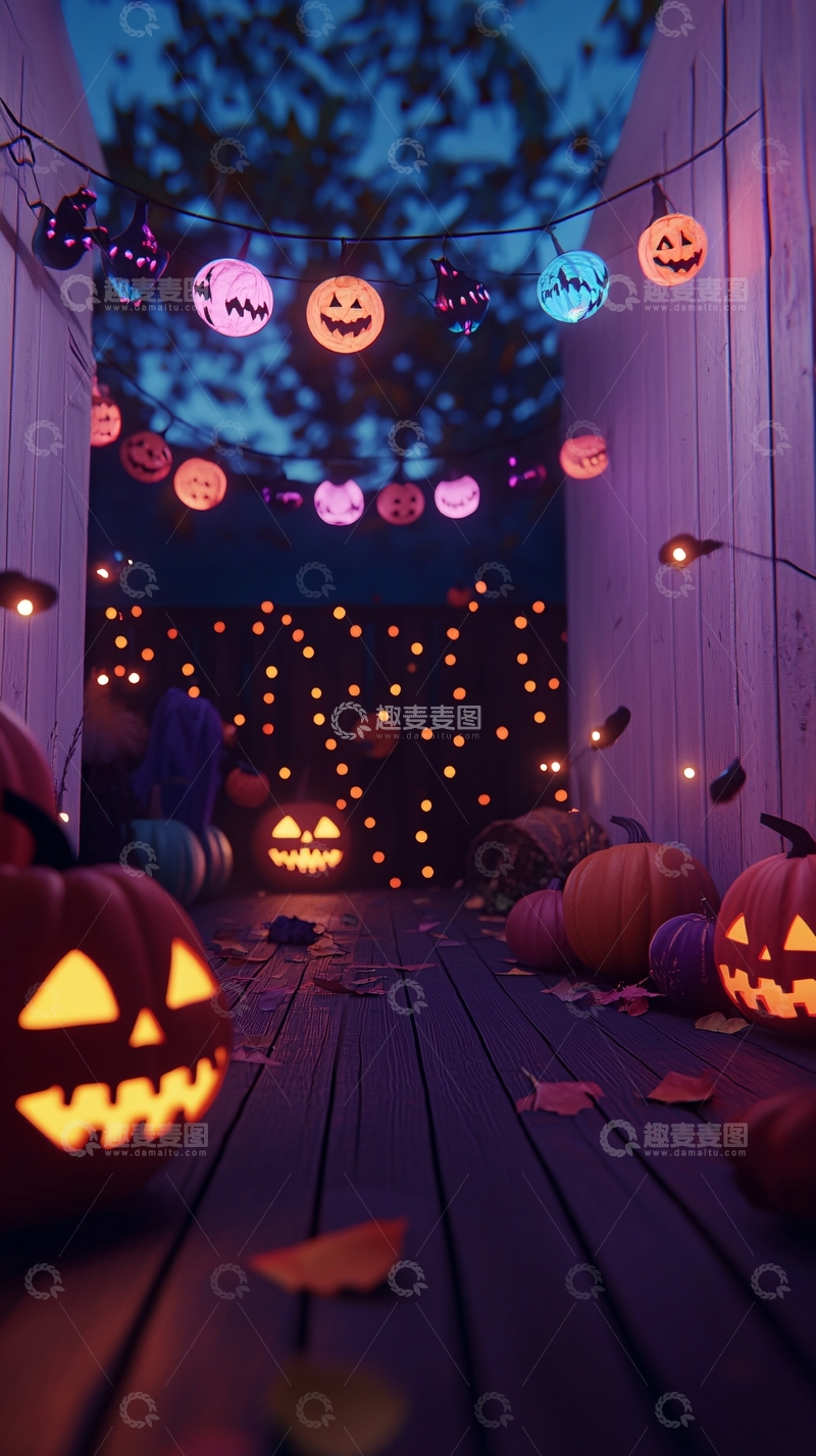 高清大图下载【趣麦麦图】万圣节南瓜灯装饰场景
