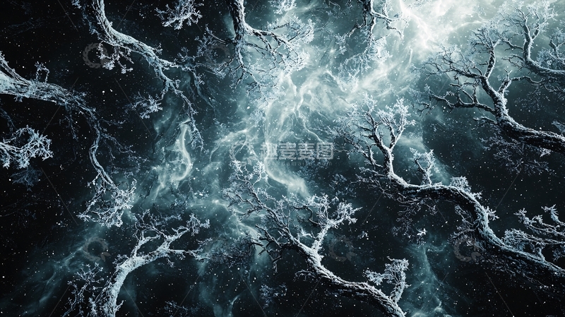 高清大图下载【趣麦麦图】冬季森林冰晶背景