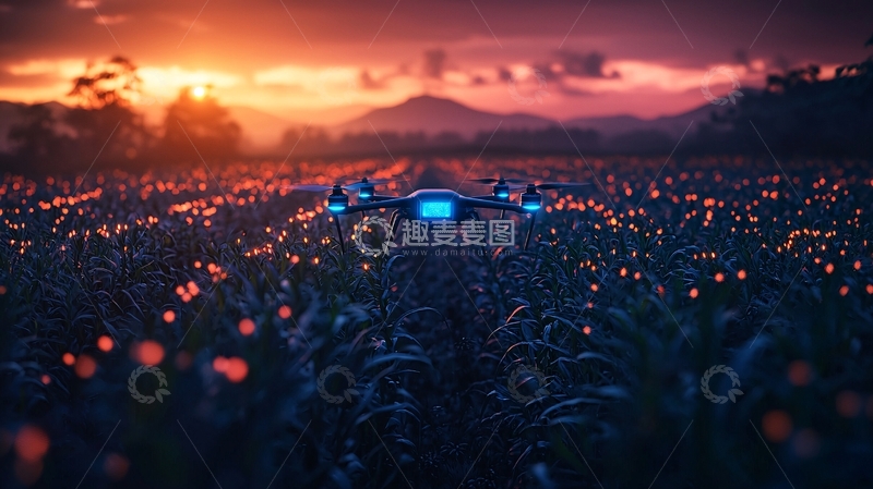 高清大图下载【趣麦麦图】无人机监测农田
