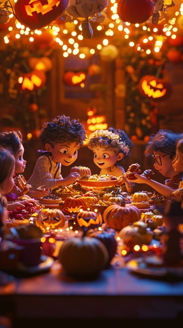万圣节派对上的孩子们