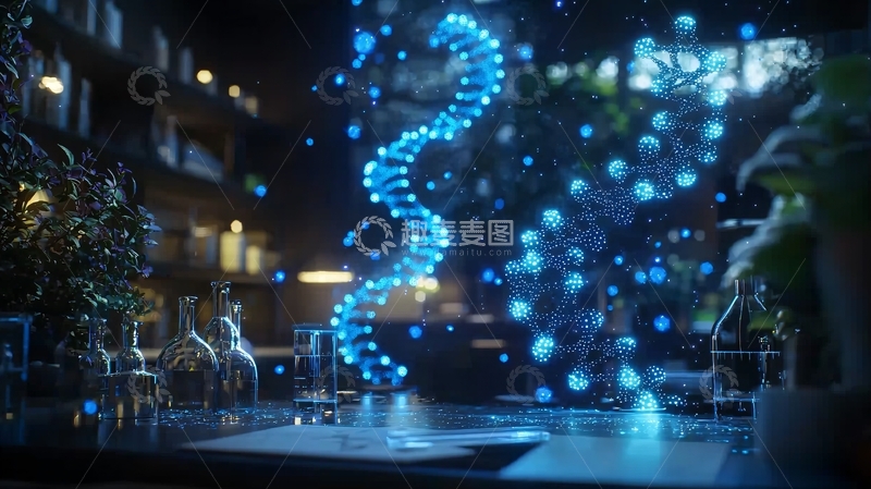 高清大图下载【趣麦麦图】细胞生物技术全息分子结构