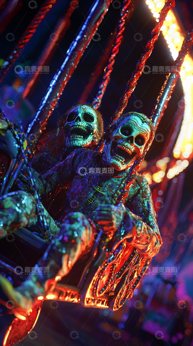 高清大图下载【趣麦麦图】骷髅吊挂万圣节装饰