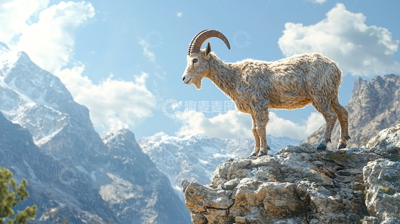 高清大图下载【趣麦麦图】山羊在岩石上的风景