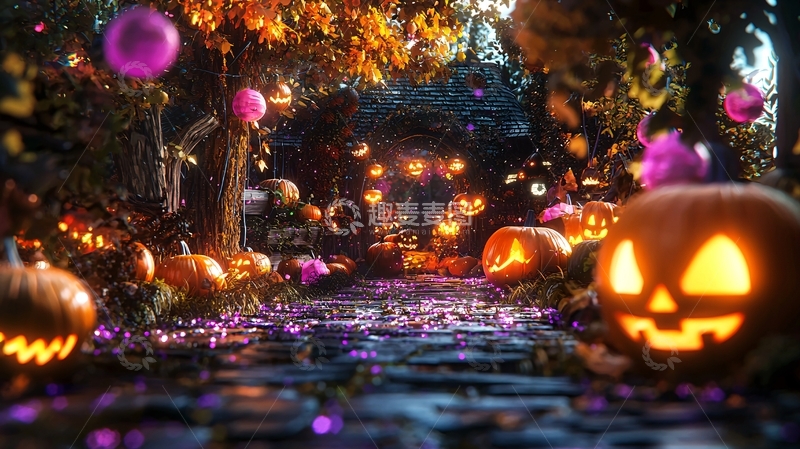高清大图下载【趣麦麦图】万圣节南瓜灯装饰场景