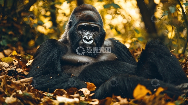 高清大图下载【趣麦麦图】森林中的大猩猩