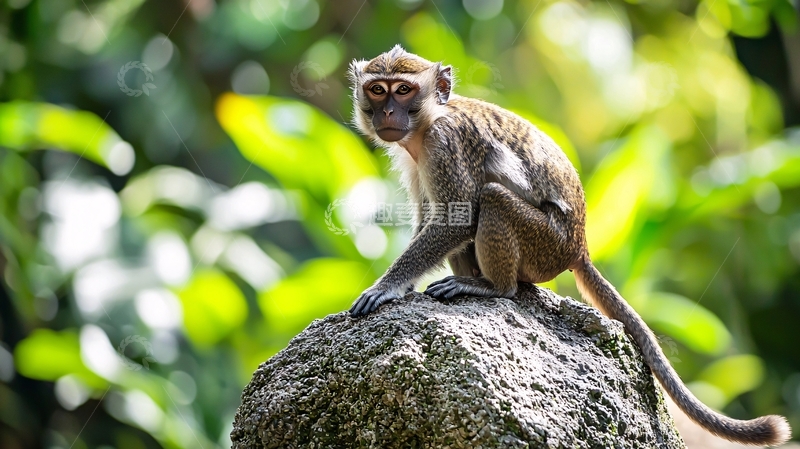 高清大图下载【趣麦麦图】猴子在岩石上的自然场景