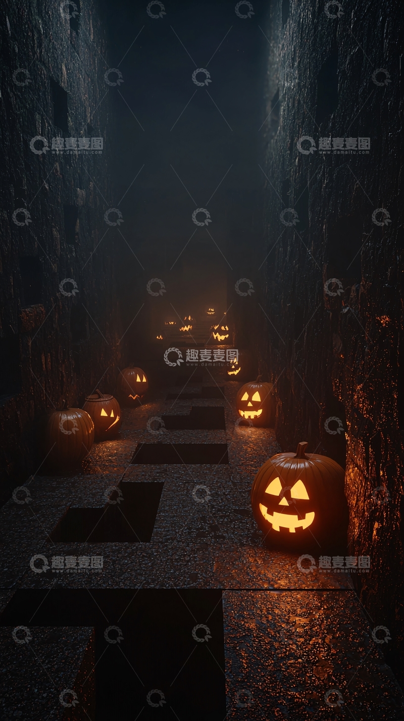 高清大图下载【趣麦麦图】万圣节南瓜灯迷宫