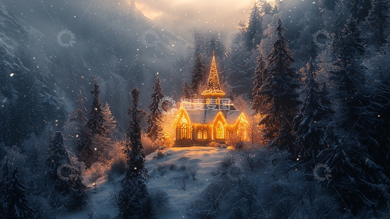 高清大图下载【趣麦麦图】冰雪森林的童话城堡