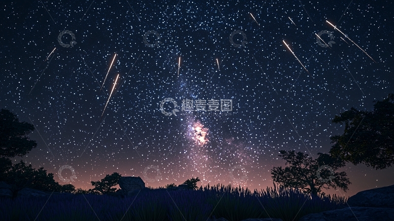 高清大图下载【趣麦麦图】浪漫流星夜景