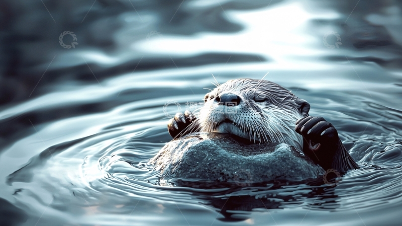 高清大图下载【趣麦麦图】水中嬉戏的水獭