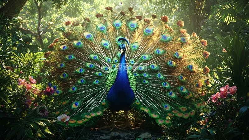 高清大图下载【趣麦麦图】孔雀开屏自然风光背景